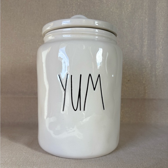 Rae Dunn Other - Rae Dunn by Magenta “YUM” Ceramic Canister-Glossy Finish-Removable Lid